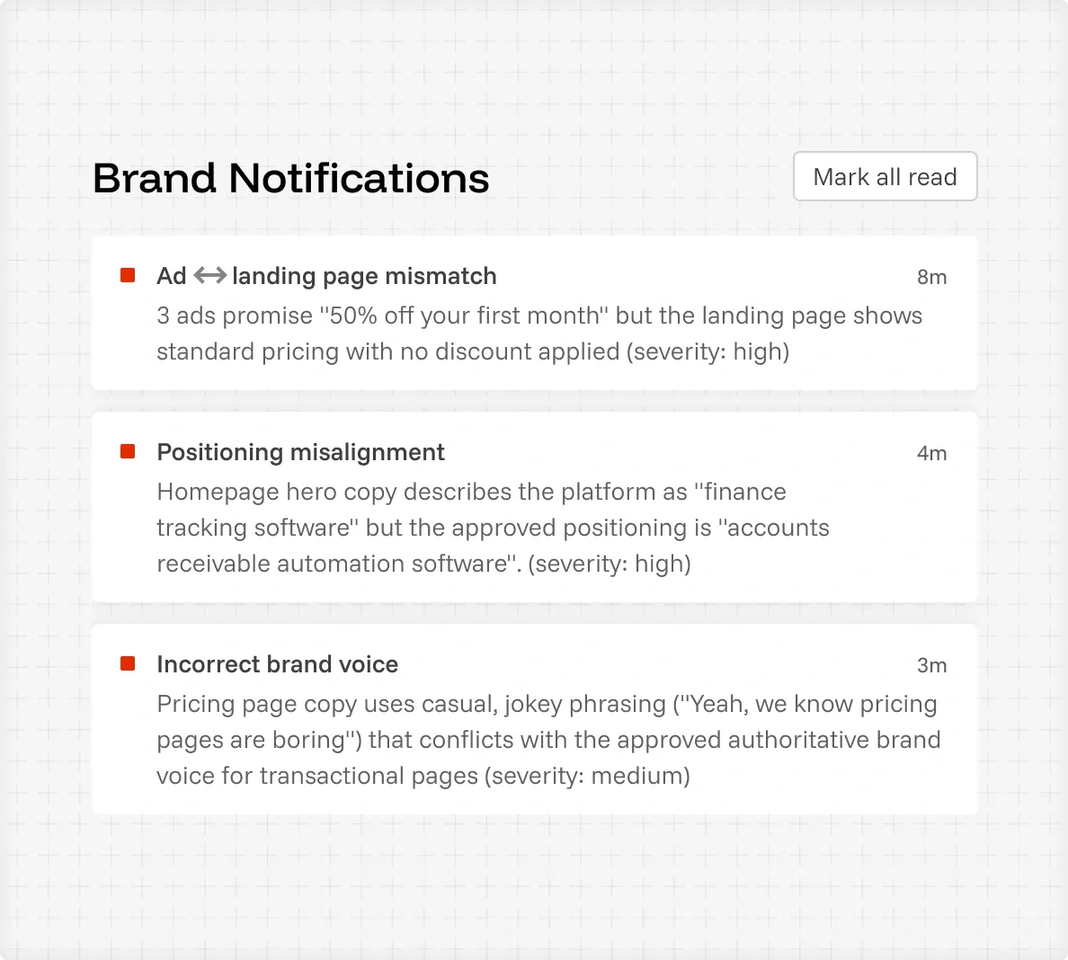 Ad creative with a compliance score and an uploaded brand messaging guide
